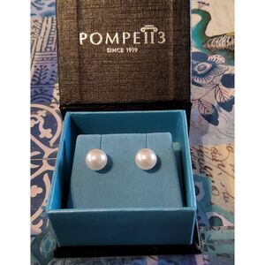 Elegant New Genuine Pearl Stud Earrings~925 Sterling Silver~$119 Value